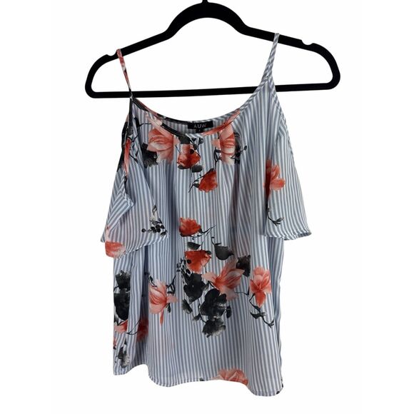 AUW floral cold shoulder blouse- size s - Picture 1 of 7